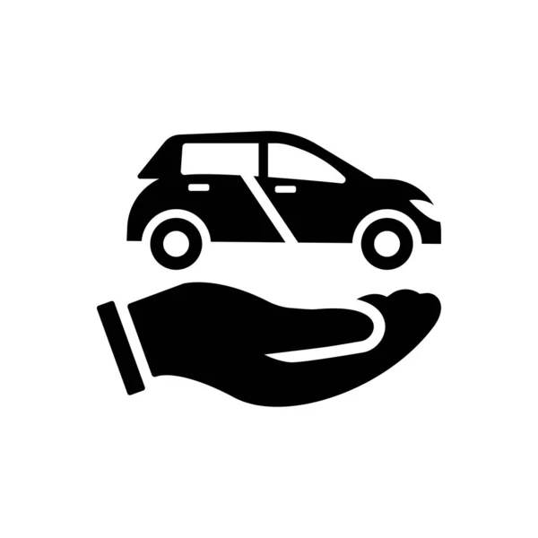 Bil Hand Auto Försäkring Ikonen Svart — Stock vektor