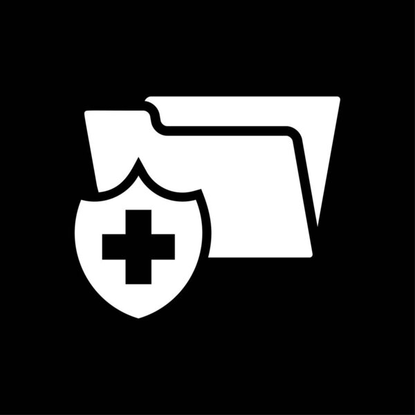 Medical health record folder glyph icon for healthcare - vector icon white