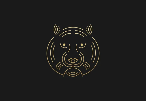 Tiger Logo Geometrische Vorm Lineaire Luipaard Hoofd Logo Illustratie — Stockvector