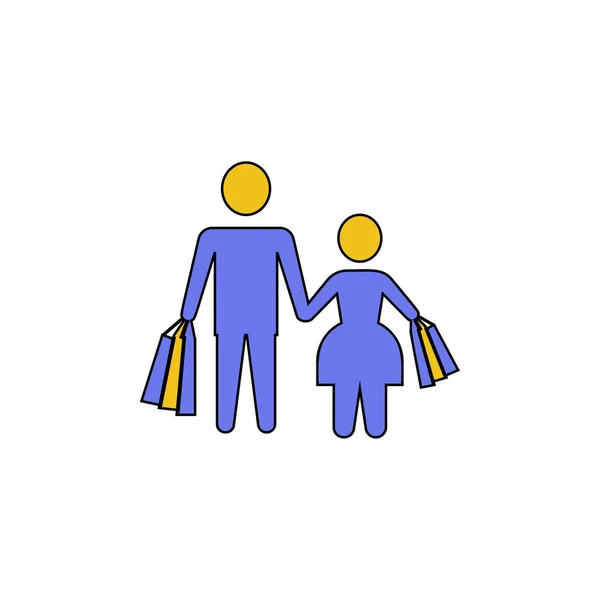 Junge und Mädchen Shopper-Ikone — Stockvektor