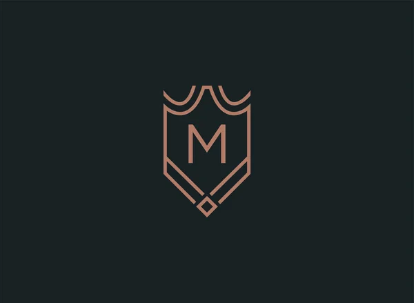 Luxe Lineaire Shield Monogram Letter Logo — Stockvector