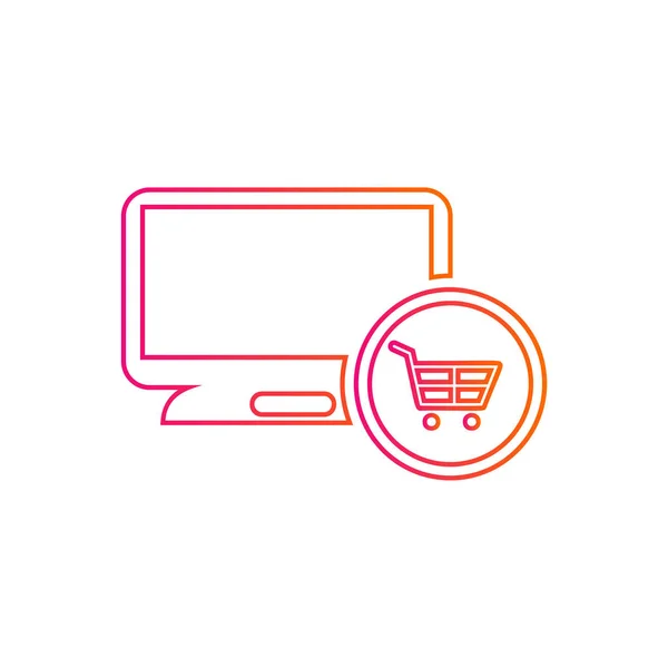 Online Shopping Vector Icon Online Cart Sign — Stock Vector