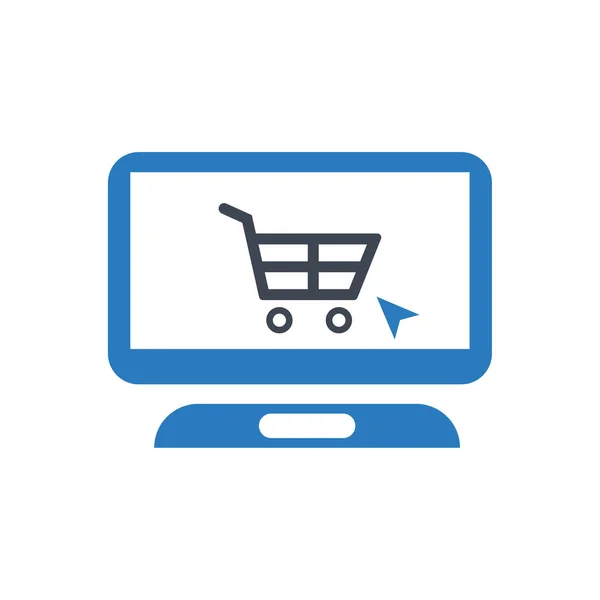 Online Shopping Cart Glyph Icon Laptop Teken Vinden Online Shop — Stockvector