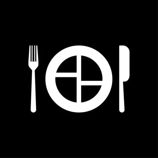 Значок Вектора Тарелки Ложки Вилки Ресторана Векторная Икона Белого Цвета — стоковый вектор