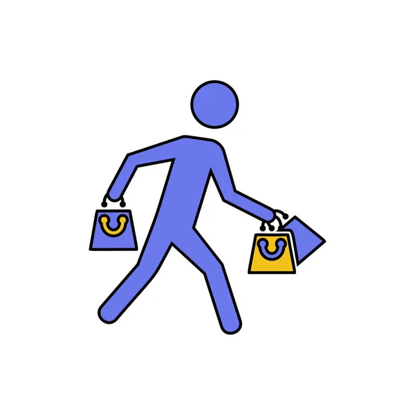 Persona Que Lleva Bolsas Compras Icon Vector — Archivo Imágenes Vectoriales