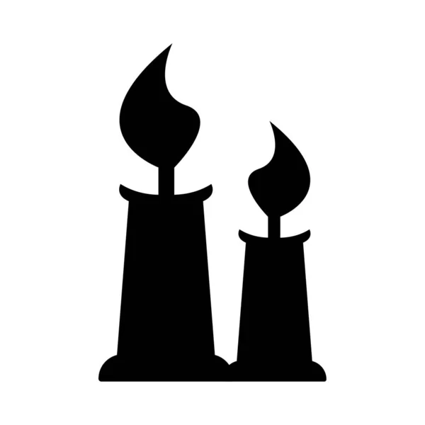 Δύο Κεριά Σύμβολο Στυλ Γλύφου Μαύρο — Διανυσματικό Αρχείο