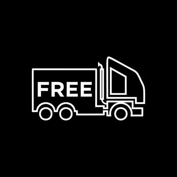 Free Delivery Car Icon Shipping Truck Isolated Black Background — Stock Vector