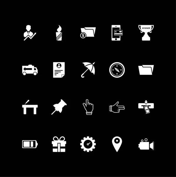 Business Icons Set Mobile Und Web Icons Vektor Weiß — Stockvektor