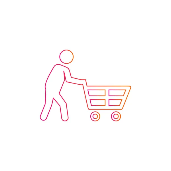Mužská ruka držící nákupní vozík ikona-Vektor — Stockový vektor