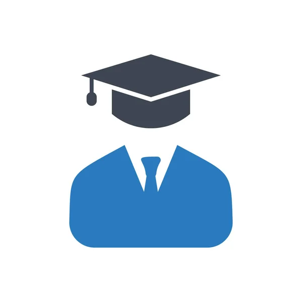 Icono Hombre Graduado Graduación Vector Azul — Vector de stock