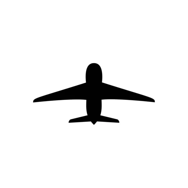 Avión Vector Icono Negro — Vector de stock