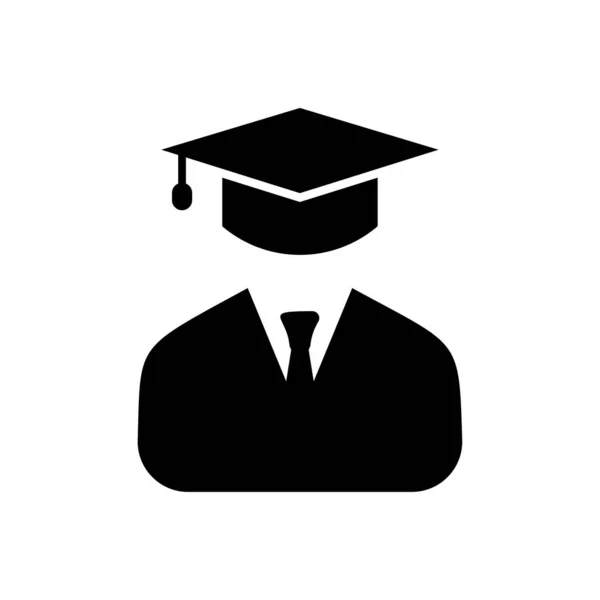Graduate Man Icon Graduation Vector Black — Stock Vector