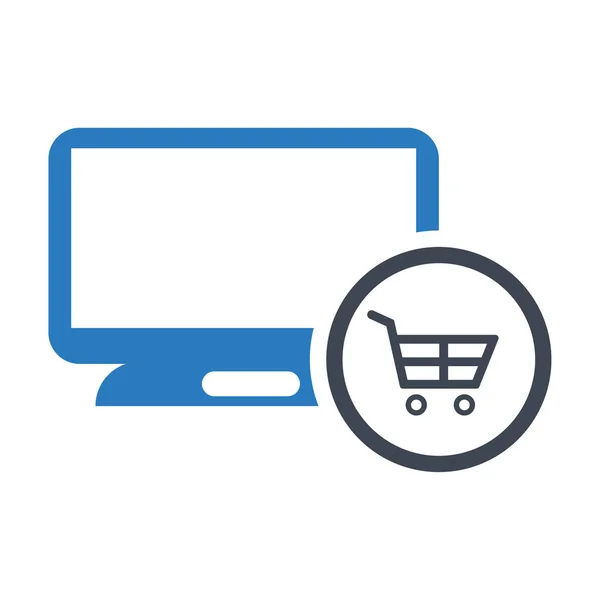 Compras en línea vector icono azul — Vector de stock