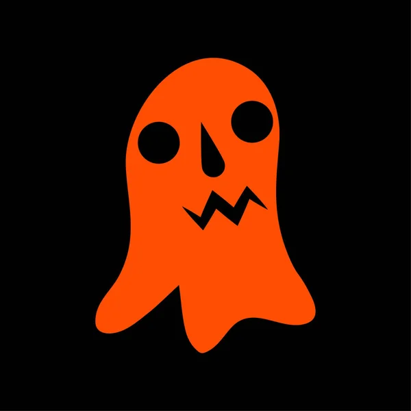 Geist Symbol Halloween Symbol Vektorabbildung Orange Auf Schwarzem Hintergrund — Stockvektor