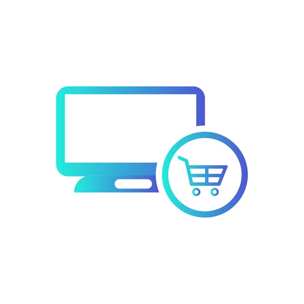 Online Shopping Vector Icon Online Cart Sign — Stock Vector