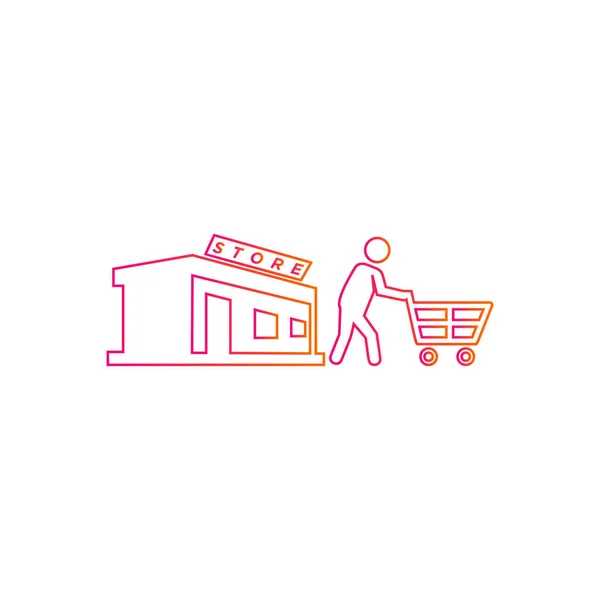 Terug uit de winkel-shopper mannen icoon-vector — Stockvector