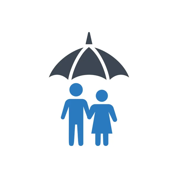 Vector Familj Försäkring Ikonen Blå — Stock vektor