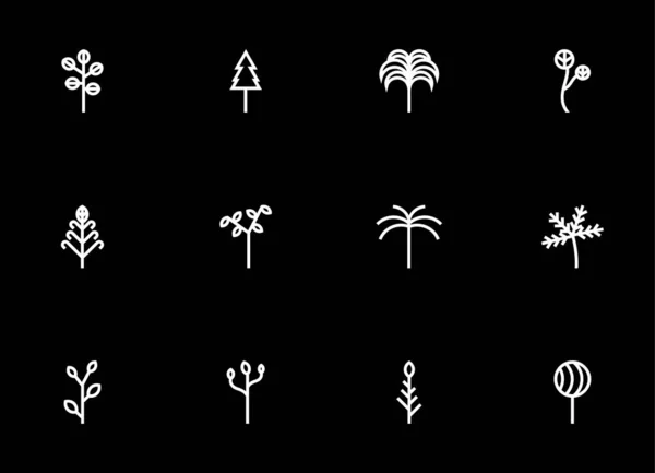 Conjunto de ícones de árvores - Vetor - Conjunto de placas de plantas — Vetor de Stock