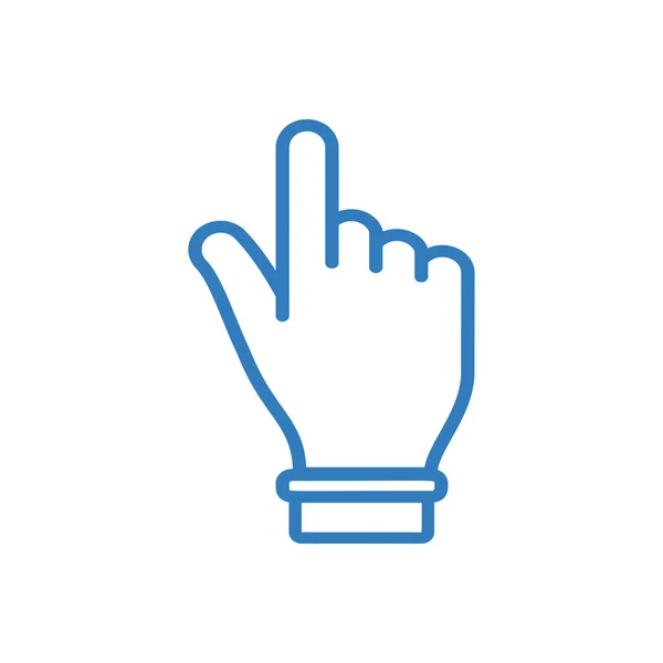 Hand Vector Icon Lineaire Stijl Ontwerp Blauw — Stockvector