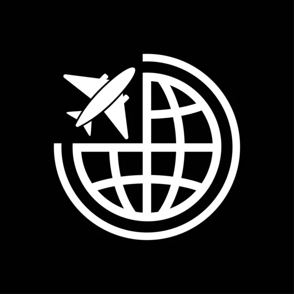 Aviones de negocios mundo vector icono blanco — Archivo Imágenes Vectoriales