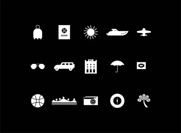 Ikony Podróży Zestaw Znak Symbole Elementów Konstrukcyjnych Podróży — Wektor stockowy