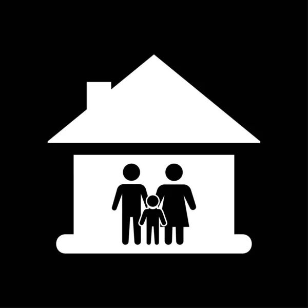 Απεικόνιση Του Εικονιδίου Της Οικογένειας Μέσα Στο Λευκό Σπίτι — Διανυσματικό Αρχείο