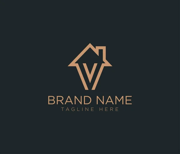 V Letter Emlak logo tasarım-gayrimenkul logosu.