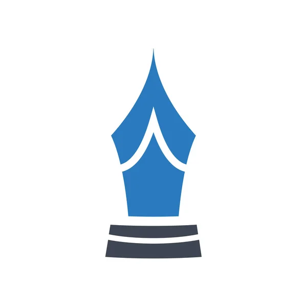Fountain Pen Nib Icon Symbol Glyph Style Design Vector Blue — Stock Vector