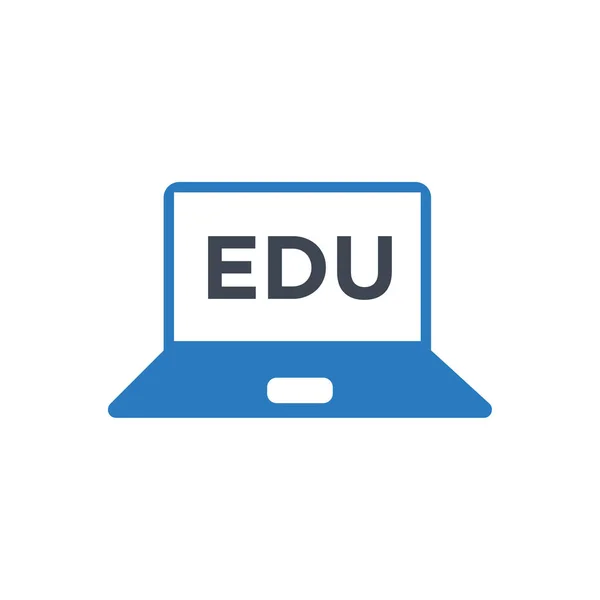 Bildung Online Konzepte Laptop Symbol Vektor Blau — Stockvektor