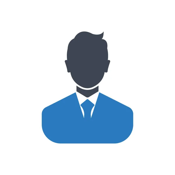 Ícone Empresário Glifo Símbolo Avatar Azul — Vetor de Stock