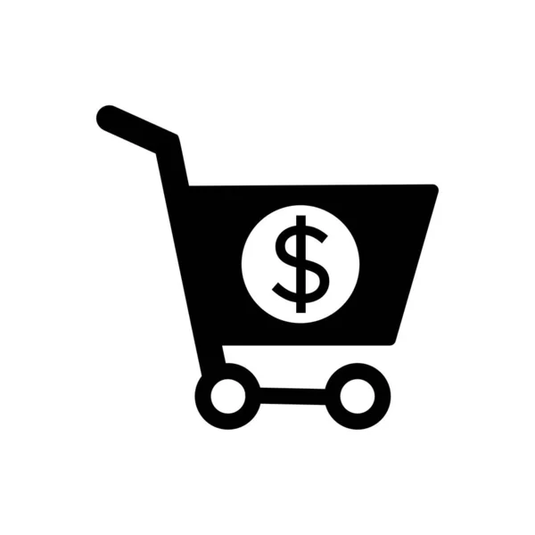 Dollar Symbol Shopping Cart Vector Black — Stock Vector