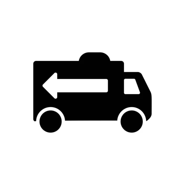 Van Con Flecha Icono Vector Negro — Vector de stock