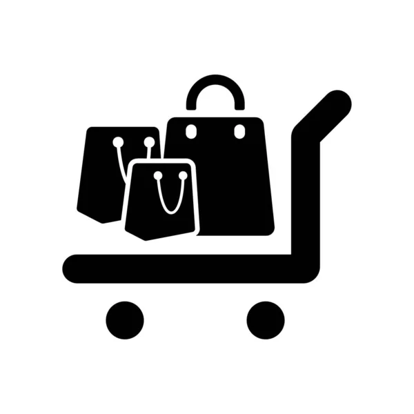 Carrito Compras Con Tres Icono Bolsa — Archivo Imágenes Vectoriales