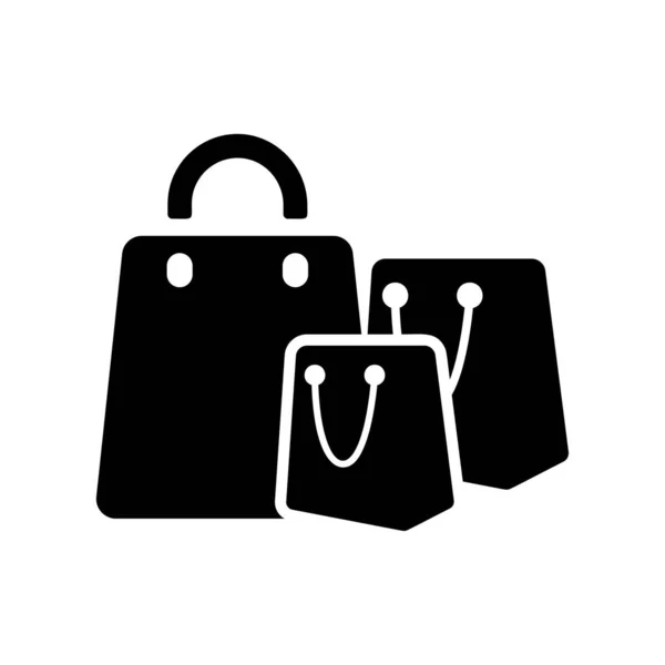 Tre Shopping Bag Icona Nera — Vettoriale Stock