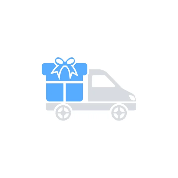 Samochód dostawczy z ikoną pudełka prezent-wektor — Wektor stockowy