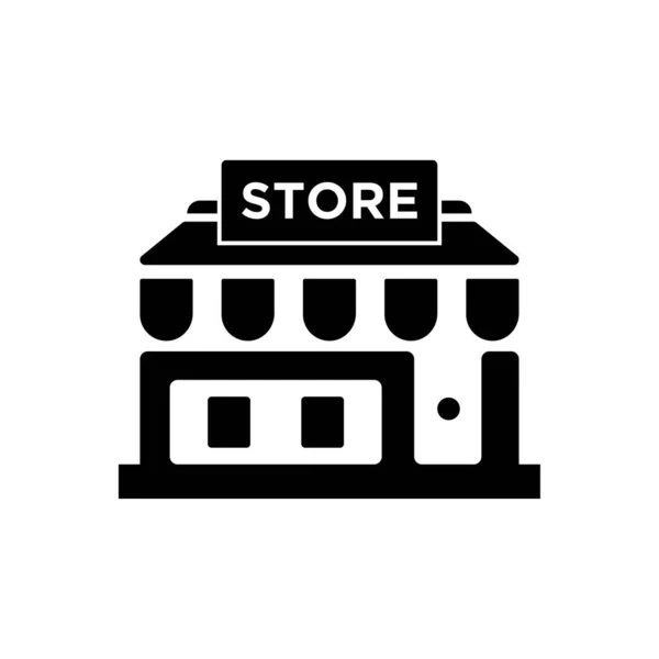 Mağaza simge glif stil-alışveriş simge vektör siyah — Stok Vektör