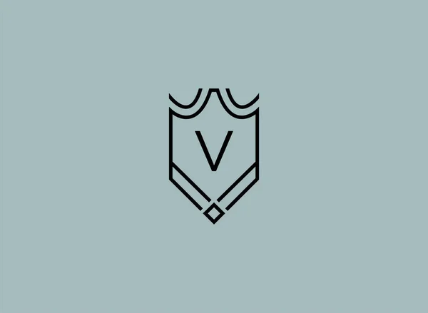 Lujo Escudo Lineal Monograma Letra Logo — Vector de stock