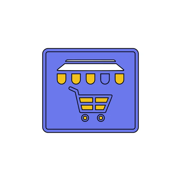 Tienda con icono de carrito de compras - vector — Vector de stock