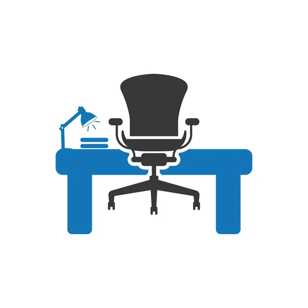Office Workplace Icon Vector Blue — Stock Vector