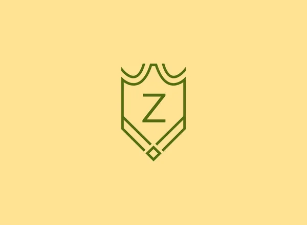 Luksusowy Liniowy Tarcza Monogram Litera Logo — Wektor stockowy