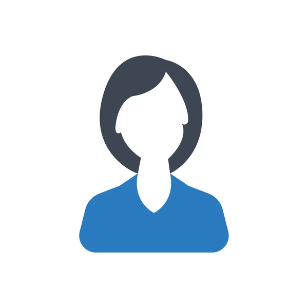 Icono Mujer Negocios Símbolo Avatar Azul — Vector de stock
