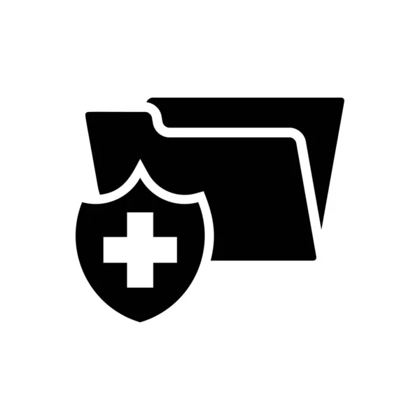 Ikona Glifów Rekordu Folderu Medycznych Zdrowia Opieki Zdrowotnej Wektor Ikona — Wektor stockowy