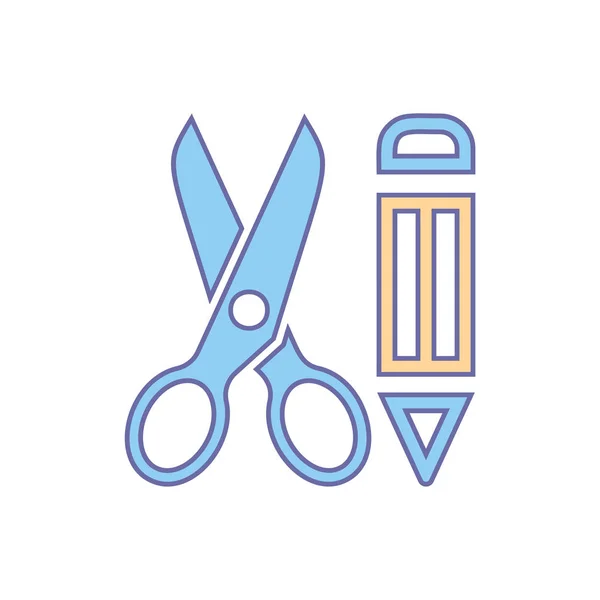 Scissors with pencil icon - vector — Stock Vector