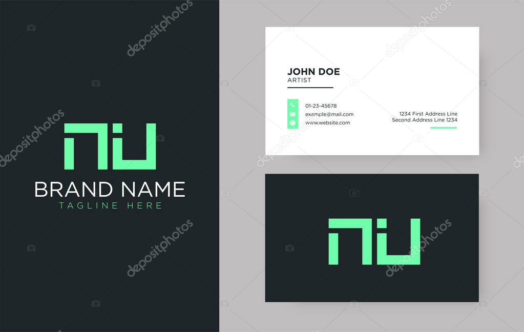 Premium letter NU logo with an elegant corporate identity template