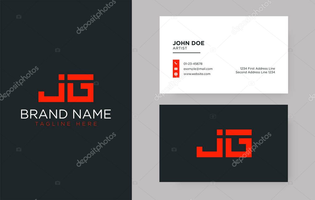 Premium letter JG logo with an elegant corporate identity template