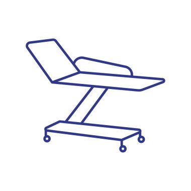 İnce hat hastane yatağı simgesi-tıbbi yatak vektör mavi