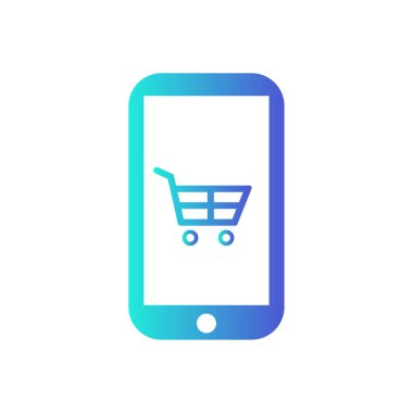 Bir mobil alışveriş sepeti simgesi-vektör