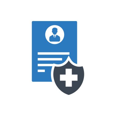 Kimlik belgesi, tıbbi sigorta belgeyi simge vektör mavi