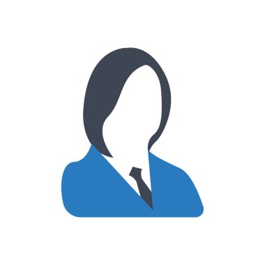 İş kadını simgesi, avatar sembolü-mavi