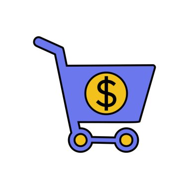 Bir alışveriş sepetindeki dolar sembolü vector
